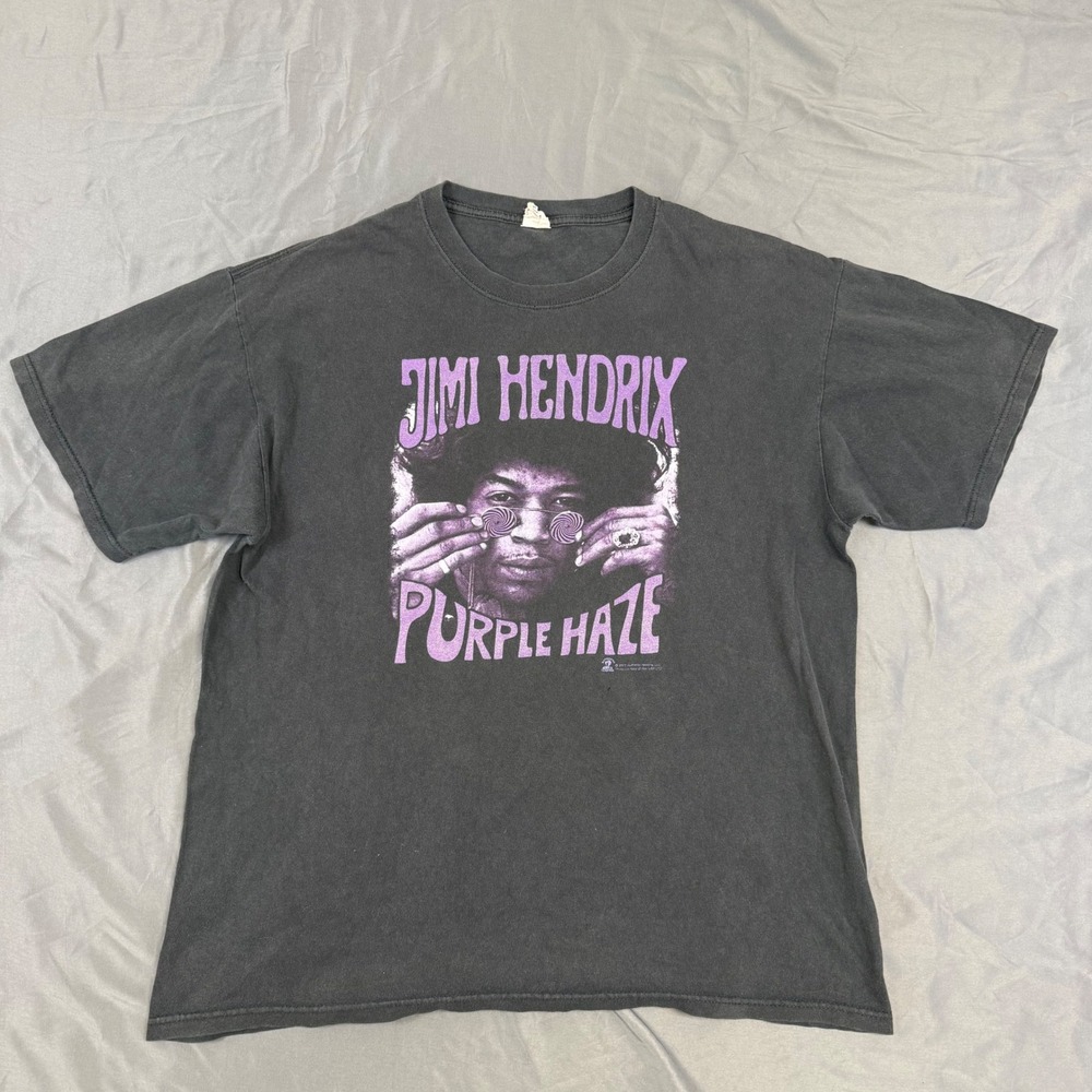 Vintage 2005 Jimi Hendrix Purple Haze T-Shirt Mens XL Anvil Black Rock Band Tee